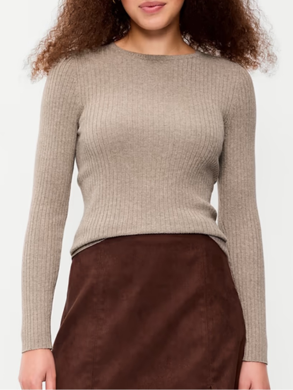 Old Navy Beige/Brown Ribbed Long Sleeve Tee